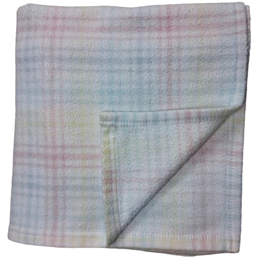 Gerber White Baby Blanket Pink Yellow Blue Lines 30x40 Soft Unisex Lovey